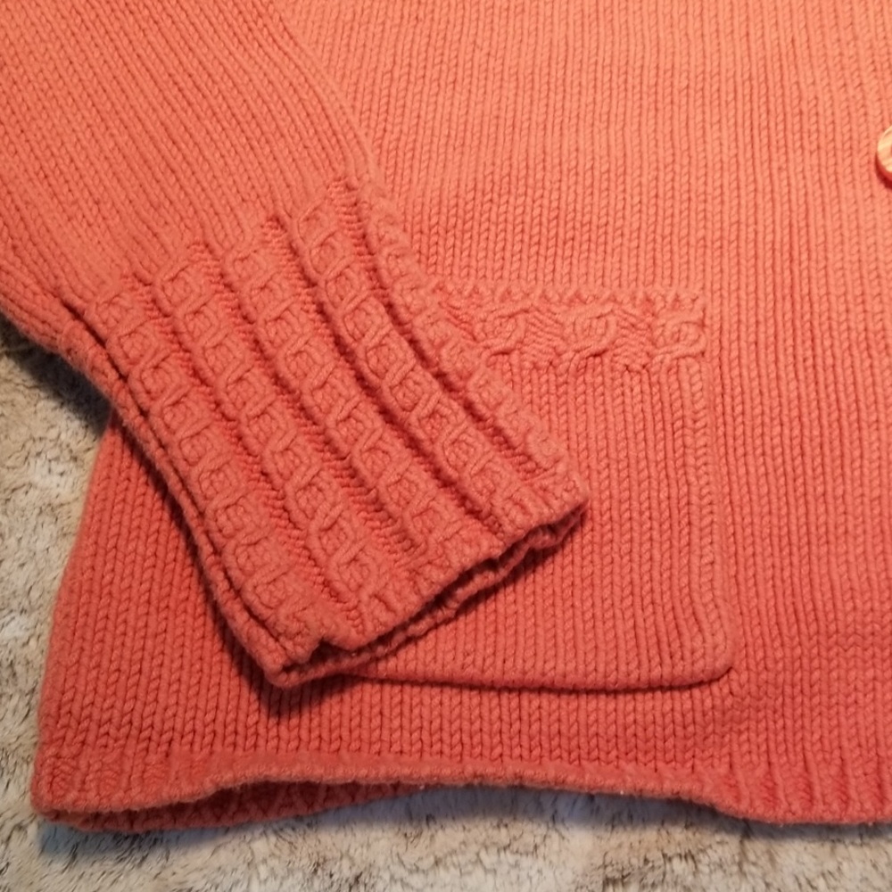 Talbots Heavier Weight Light Orange Cardigan Sz M - Picture 2 of 7
